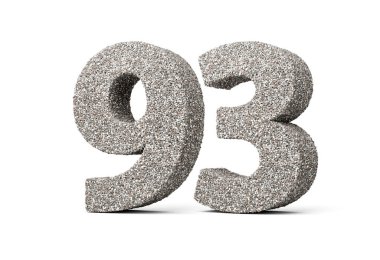 Doksan üç numara kaya parçalarından yapılmış 93 basamak ya da beyaz arkaplandaki Gravels 3D Görüntü