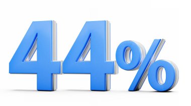 % 44 Canlı Mavi İşaret Beyaz Arkaplanda Metalik Işıltı 3D Görüntü