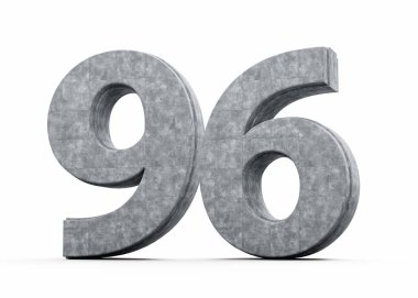 Beton Numarası 96. Gri Beton Taştan Yapım Beyaz Arkaplan 3D İllüstrasyon