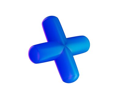 3 boyutlu mavi artı işareti, parlak, eğimli, pürüzsüz kenarlı, yuvarlak kenarlı. 3B Görüntü