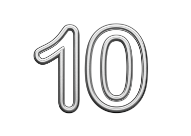 Gümüş Metalik Beyaz Arkaplandan Yapılan 10 Numara 3 boyutlu Görüntü