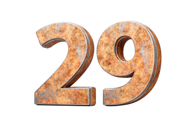 Yirmi dokuz numara eski paslı demir metal desenli 3D resimden yapılmış 29 basamak.