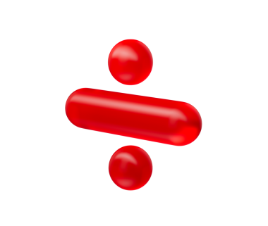 3 boyutlu parlak kırmızı bölme sembolü, parlak ve modern yansıtıcı bir görünüme sahip. 3d illüstrasyon