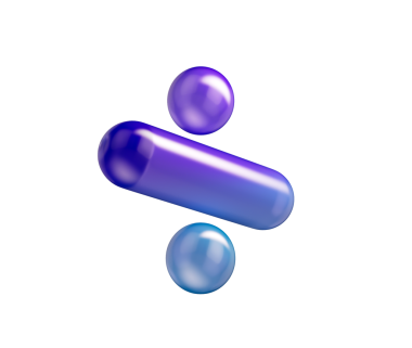 Mor-mavi gradyanı, yumuşak yansımaları ve derinliği olan 3D parlak bölme sembolü. 3B Görüntü