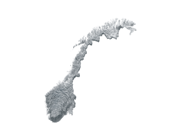 Norveç Haritası Gri ve Beyaz Gölgeli Yardım Haritası Beyaz Arkaplan 3 boyutlu Görüntü Haritası