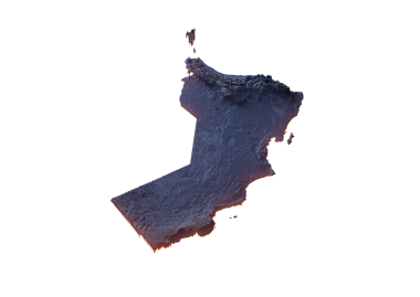 Aydınlatılmış Umman Veri Haritası Coğrafi Özellikleri Vurguluyor Neon Işıklı 3B Görüntü