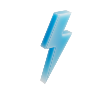 Pürüzsüz, modern ve heyecan verici görünümlü parıldayan bir 3D yıldırım simgesi. 3d illüstrasyon