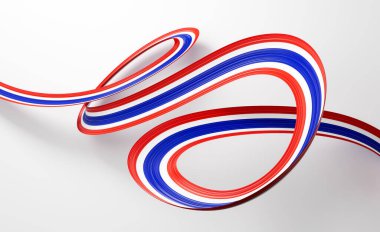 3 d Tayland Bayrağı 3 d Tayland Parlak Dalgalı Tayland Bayrakları Beyaz Arkaplanda 3d Görüntü