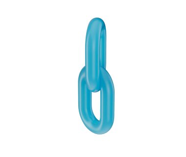 3D Mavi zincir halka simgesi, parlak bir bitiş ile bağlantı ve birliği sembolize ediyor. 3d illüstrasyon