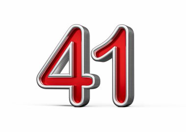Kırk bir numaralı canlı kırmızı. Metalik parıltılı ve kıvrımlı kenarlı 41 numara. 3 boyutlu resim.