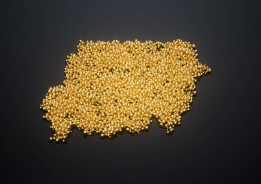Sudan Haritası Yüksek Kaliteli Altın Parlak Metalik Boncuklar veya Üç Boyutlu Resimler