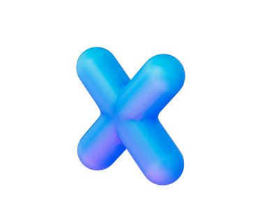 Pürüzsüz, mat mavisi kaplamalı ve yumuşak ışıklandırmalı parlak bir çarpma sembolü. 3d illüstrasyon