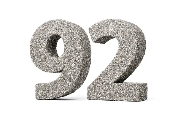 Doksan iki numara, kaya parçalarından yapılmış 92 basamak ya da beyaz arka plandaki üç boyutlu gravel.