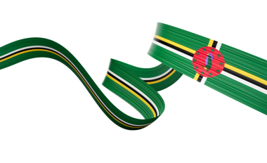 Dominica 'nın 3d Bayrağı 3d Dalgalı Parlak Dominica Kurdelesi 3d Görüntü