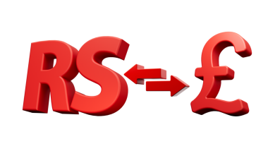 3d Kırmızı Rupiler ve Para Takas Oklarıyla Pound Sembol Simgeleri 3d illüstrasyon