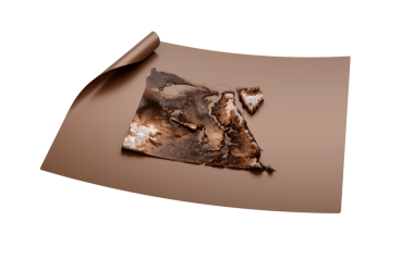 Mısır 'ın Eski Tarz Kahverengi Haritası Açılmamış Harita Kağıt Kağıt Sayfa 3D illüstrasyon