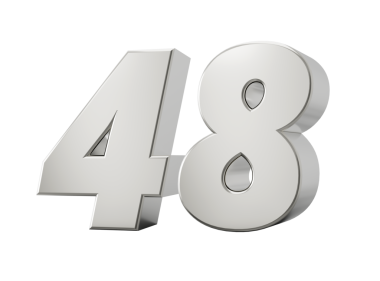 Gümüş 3D numara 48 48. 3d illüstrasyon