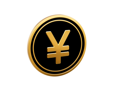 Parlak Altın ve Siyah Yuvarlak Japon Yen Parası 3D Görüntü