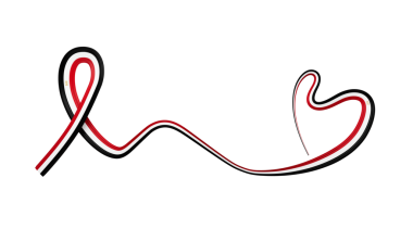 Mısır 'ın 3d Bayrağı Kalp Şekli Parlak Dalgalı Farkındalık Kurdelesi 3d illüstrasyon