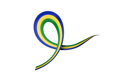 Gabon 'un 3D Bayrağı Parlak Dalgalı Farkındalık Kurdelesi 3D Görüntü