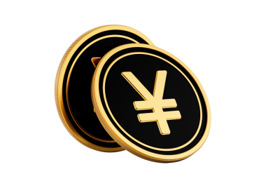 Parlak Altın ve Siyah İki Yuvarlak Japon Yen Paraları 3D Görüntü