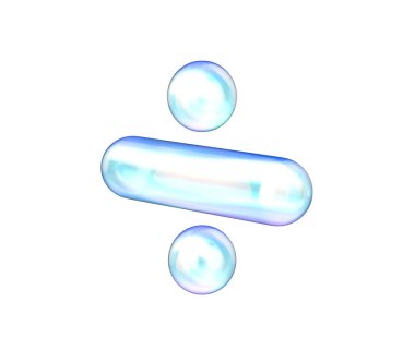 Mavi ve beyaz gradyanı, yumuşak yansımaları ve derinliği olan 3 boyutlu parlak bölme sembolü. 3B Görüntü
