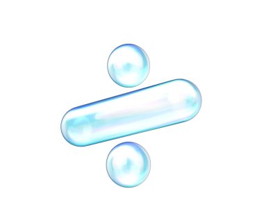 Mavi ve beyaz gradyanı, yumuşak yansımaları ve derinliği olan 3 boyutlu parlak bölme sembolü. 3B Görüntü