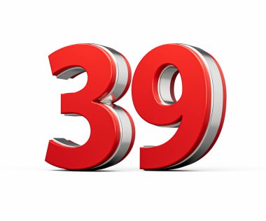 Kalın Kırmızı 39 numara Metalik Arkaplan 3D Görüntü