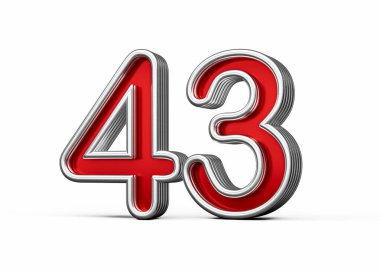 Kırk üç numaralı canlı kırmızı. Metalik parıltılı ve kıvrımlı kenarlı, üç boyutlu resim.