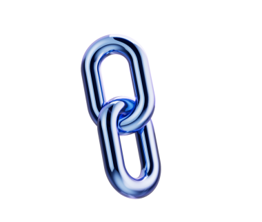 Parlak bir kapağı olan üç boyutlu metalik mavi zincir halkası bağlantıyı ve birliği simgeliyor. 3d illüstrasyon