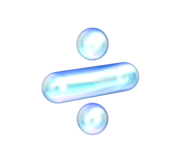 Mavi ve beyaz gradyanı, yumuşak yansımaları ve derinliği olan 3 boyutlu parlak bölme sembolü. 3B Görüntü