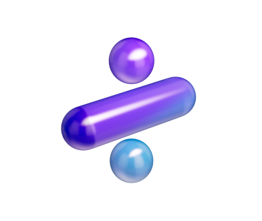 Mor-mavi gradyanı, yumuşak yansımaları ve derinliği olan 3D parlak bölme sembolü. 3B Görüntü