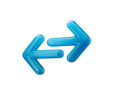 3D Mavi oklar ticareti, senkronizasyonu, transferi ve dijital bağlantıyı simgeliyor. 3d illüstrasyon