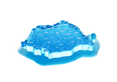 Romanya 'nın Küresel Isınma Haritası Derin Okyanusta Eriyen Buzul Mavi Su 3D Görüntü