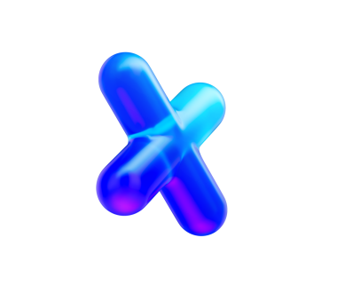 Parlak neon mavi eğimli ve yansıtıcı yüzeyi olan 3d çarpma sembolü. 3d illüstrasyon