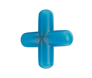 Pürüzsüz, yuvarlak kenarlı, parlak bir kapağı olan 3D mavi artı işareti. 3B Görüntü