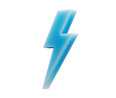 Pürüzsüz, modern ve heyecan verici görünümlü parıldayan bir 3D yıldırım simgesi. 3d illüstrasyon