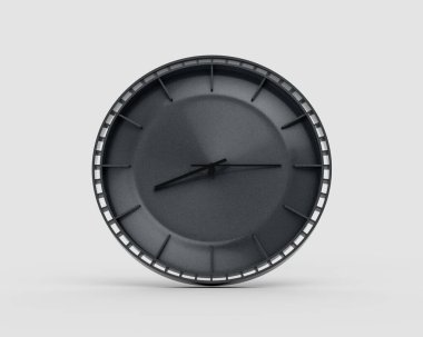 Modern bir Kara Kömür Duvar Saati 08: 15 Modern İç mekan 3D İllüstrasyon için 15.15