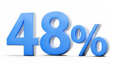 % 48 Canlı Mavi İşaret Beyaz Arkaplanda Metalik Işıltı 3D Görüntü