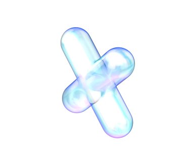 Zarif, yanardöner bir 3 boyutlu çarpma sembolü yumuşak, fütüristik ve zarif bir görünüme sahip. 3d illüstrasyon