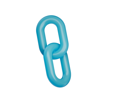 3D Mavi zincir halka simgesi, parlak bir bitiş ile bağlantı ve birliği sembolize ediyor. 3d illüstrasyon