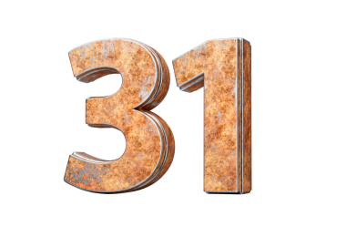 Eski paslı demir metal desenli 3D resimden yapılmış 31 numara.