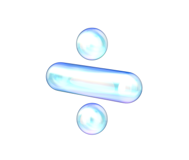Mavi ve beyaz gradyanı, yumuşak yansımaları ve derinliği olan 3 boyutlu parlak bölme sembolü. 3B Görüntü