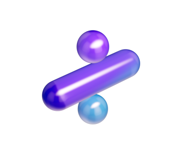 Mor-mavi gradyanı, yumuşak yansımaları ve derinliği olan 3D parlak bölme sembolü. 3B Görüntü