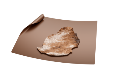 Mauritius 'un Eski Tarz Haritası Kahverengiye Döndürülmemiş Harita Kağıt Kağıt Kağıt Tabaka 3D Görüntü