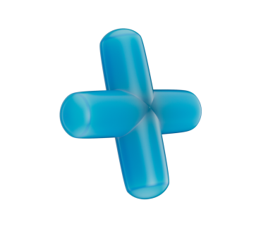 Pürüzsüz, yuvarlak kenarlı, parlak bir kapağı olan 3D mavi artı işareti. 3B Görüntü