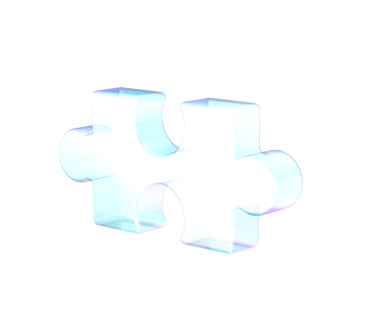 Şeffaf, parlak mavi bir yapboz parçası. Parlak, modern camsı bir tasarımı var. 3d illüstrasyon