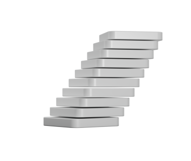 Beyaz dikdörtgen bloklar yığını. Eğik bir kule etkisi yaratmak için hafif dengeli. 3B Görüntü