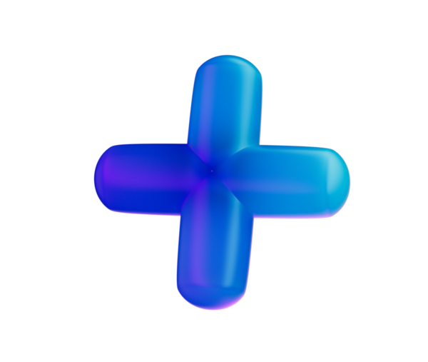 3 boyutlu mavi artı işareti, parlak, eğimli, pürüzsüz kenarlı, yuvarlak kenarlı. 3B Görüntü