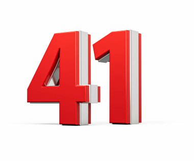 Kalın Kırmızı Kırk Bir Numara Metalik Beyaz Arkaplanda 3D Görüntü